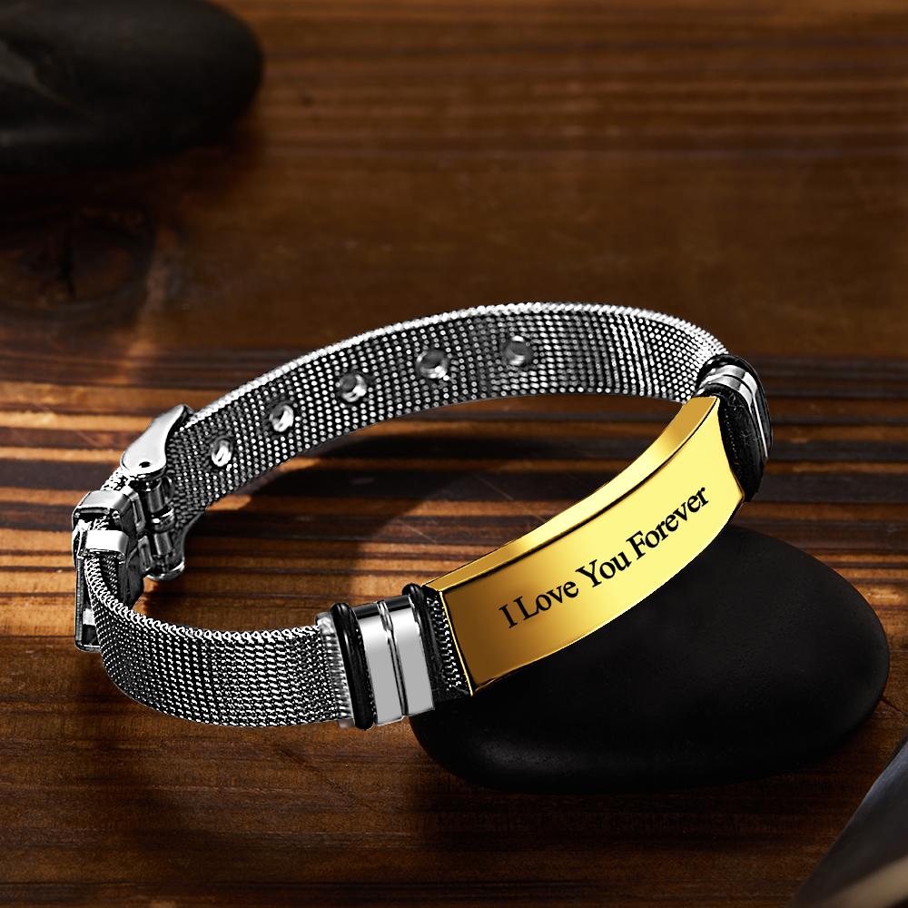 Personalized Engraved Text Black Bracelet