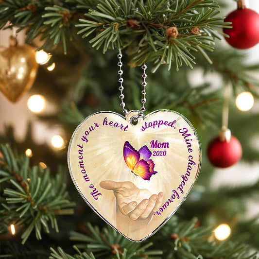 Personalized Butterfly Car Ornament with Name Heart Memorial Ornament Gift