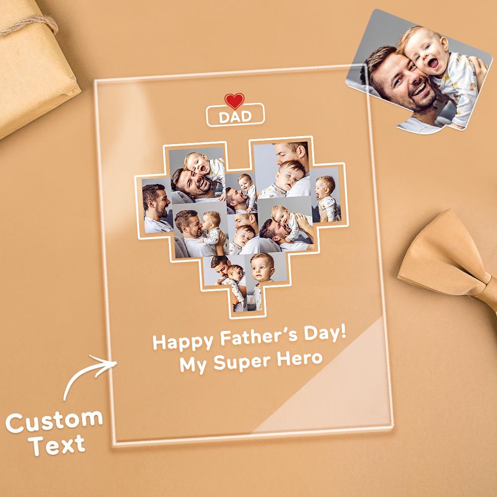 Father's Day Gift Custom Photo Plaque Personalized Glass Nightlight Gift