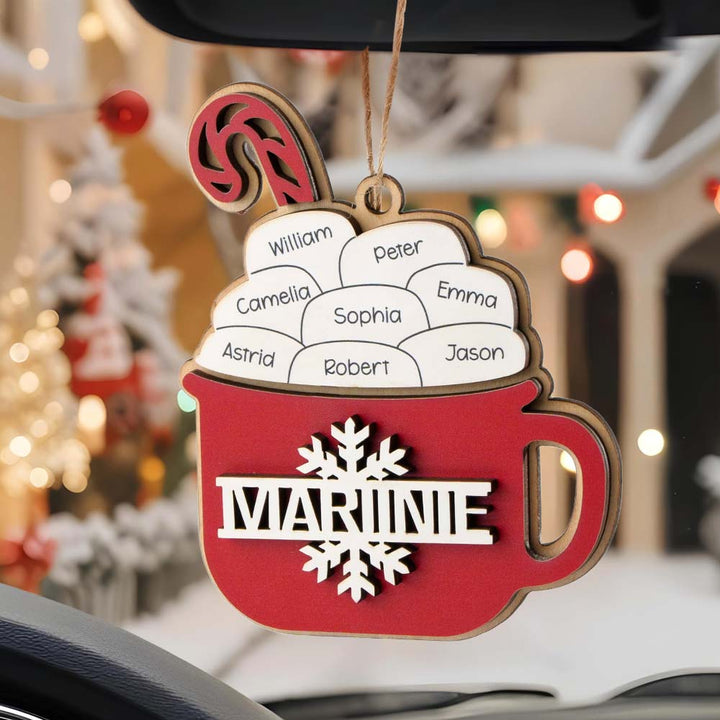 Personalized Family Hot Cocoa Ornament with Name Christmas Ornament for Family Gift