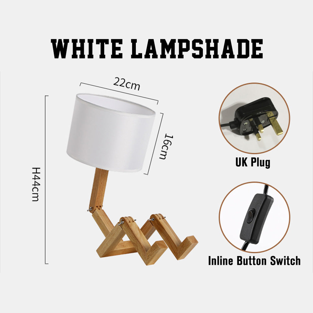 Wooden Robot Table Lamp – Creative Bedside Lamp for Bedroom Artistic Decor Light for Living Room Birthday & Christmas Gift