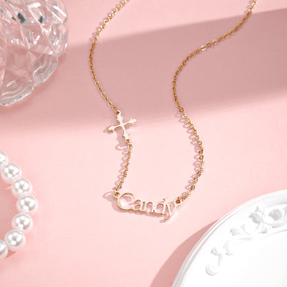 Personalized Name Necklace Cross Religious Jewelry Baptism Birthday Gift for Her