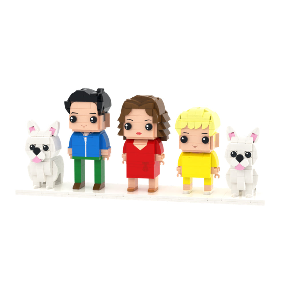 Custom Full-Body Brick Figures of 3 People and 2 Dogs Personalized Anniversary Gift Birthday Gift
