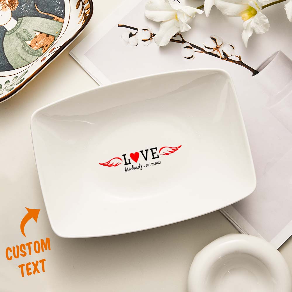 Custom Name Platters LOVE Heart Personalized Engraved Tableware Plate