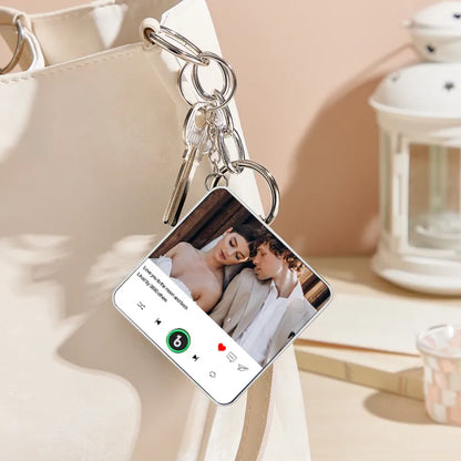 FridgeBeats Custom Photo and Text Music Keychain Music Box Bag Charm That Plays Music Without Cell Phone Best Gifts for Her