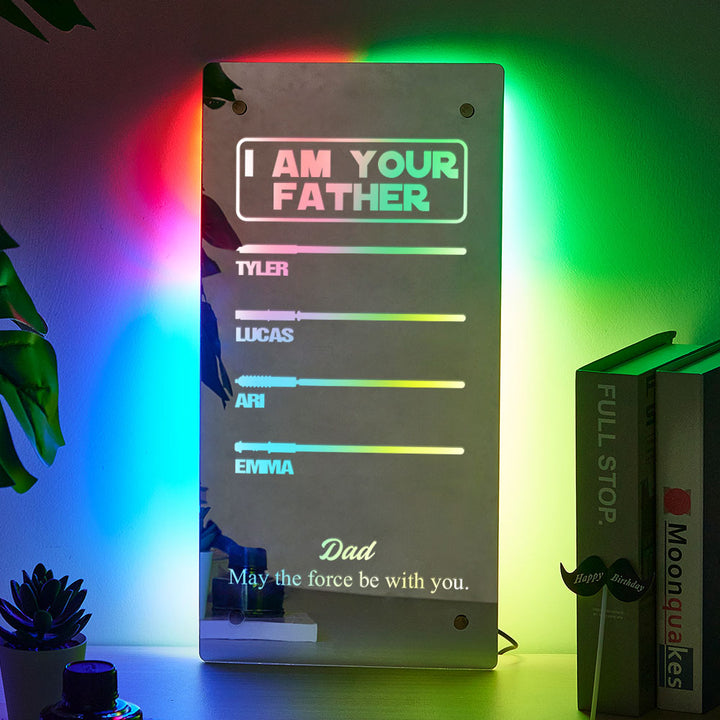 Custom Name Father's Day Hot Sale I Am Your Father Lightsaber Mirror Lamp