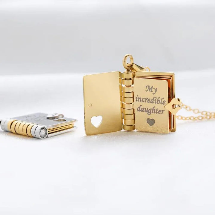 Personalized My Little Star Book Necklace – A Letter to My Daughter in a Locket, Adjustable Pendant with Message Inside, Meaningful Jewelry