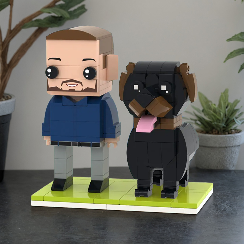 Full Body Customizable Brick Figures Personalized Brick Figures with Dog Small Particle Block Toy