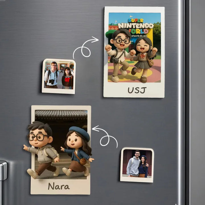 Custom 3D Acrylic Travel Photo Fridge Magnet with Text Anniversary Gift