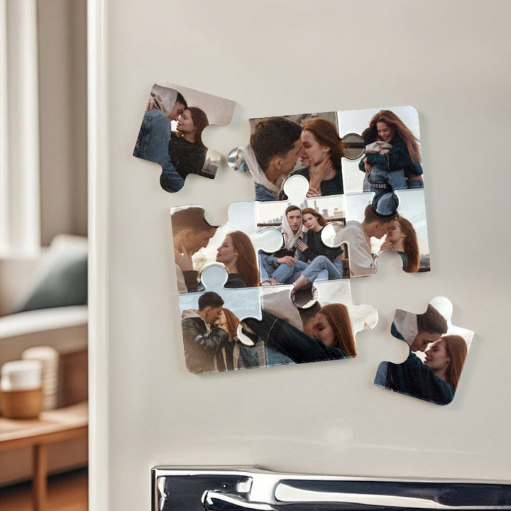 Personalized Photo Puzzle-Shaped Fridge Magnet – Custom Gift for Couple Valentines Gift