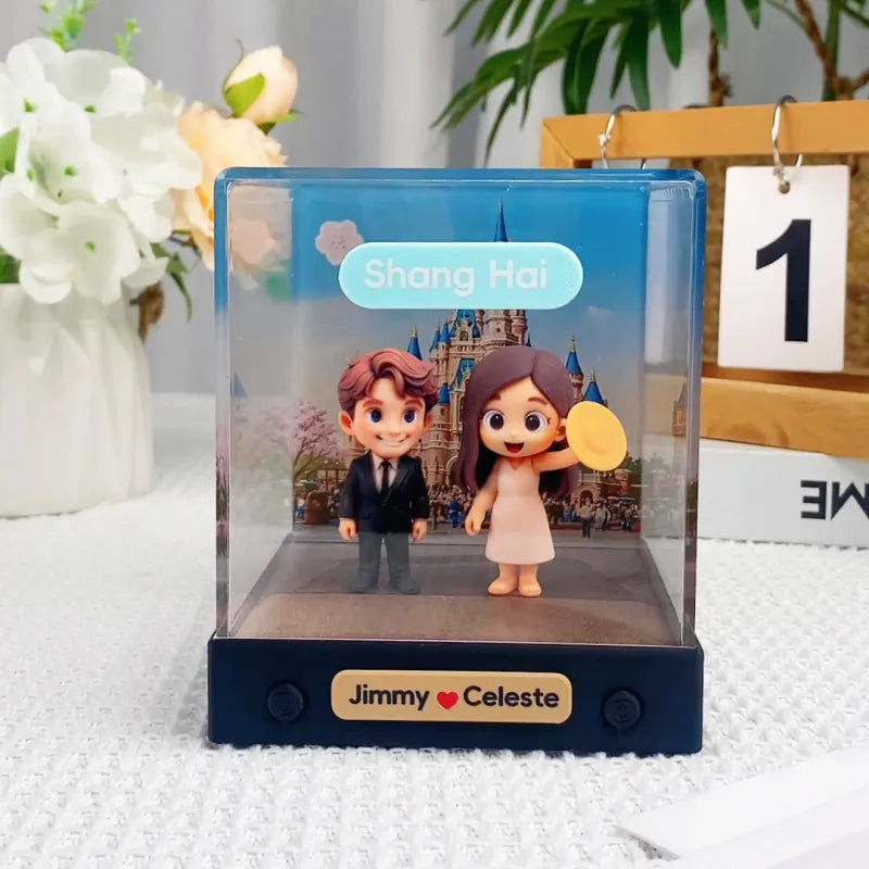 Custom 3D Mini Figure From Your Photo Personalized Background Toy Figure with Acrylic Box Decoration Gifts For Him/Her