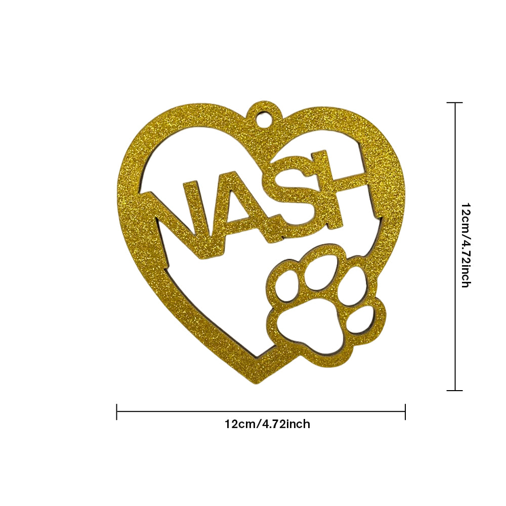 Personalized Wood Heart Dog Paw Name Christmas Ornament