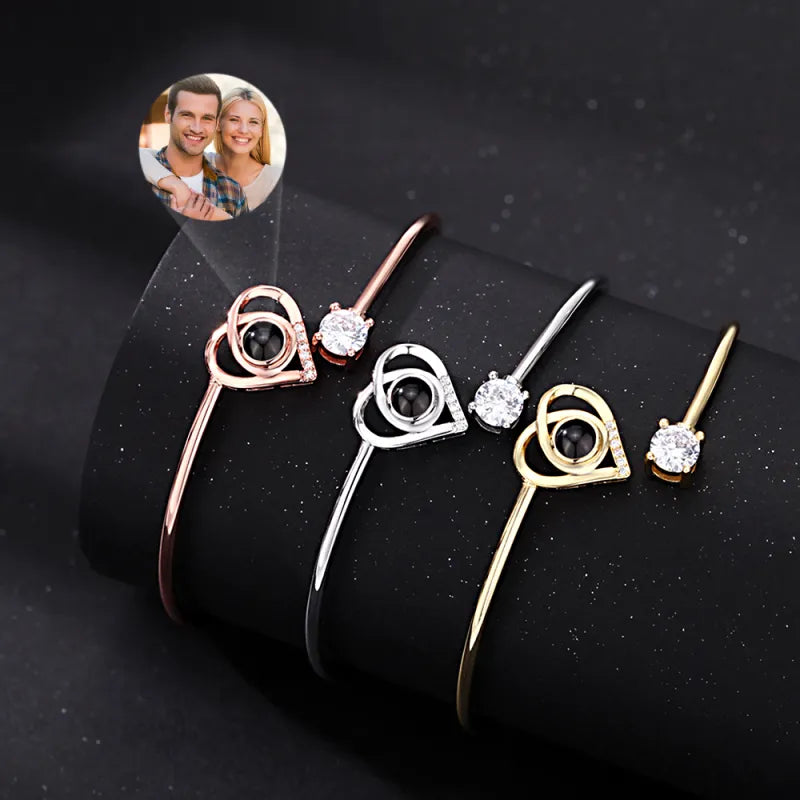 Custom Projection Bracelet Personalized Photo Bracelet Heart Jewelry Gift for Her
