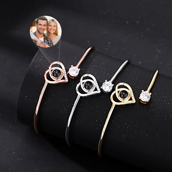 Custom Projection Bracelet Personalized Photo Bracelet Heart Jewelry Gift for Her