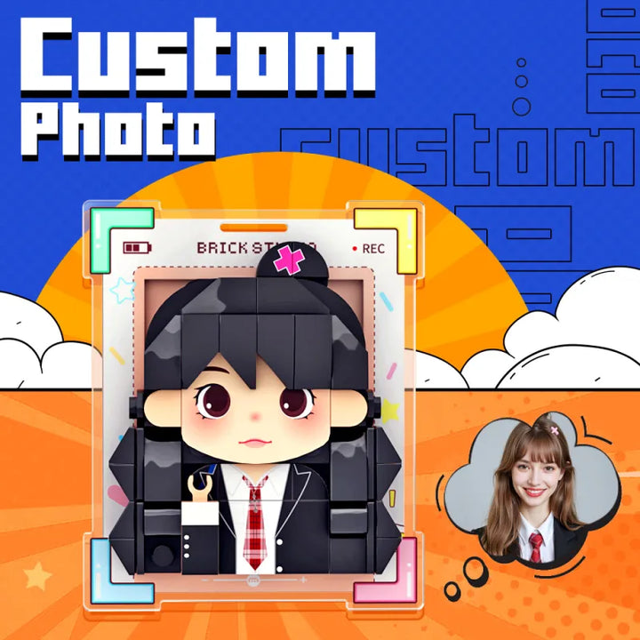 Personalized Brick Figure Fridge Magnets Pink Photo Stickers DIY Gift Fridge Magnets Gifts For Girlfriend Boyfriend Valentines Day