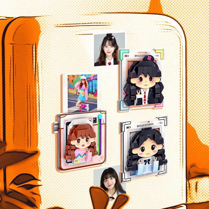 Personalized Brick Figure Fridge Magnets Pink Photo Stickers DIY Gift Fridge Magnets Gifts For Girlfriend Boyfriend Valentines Day