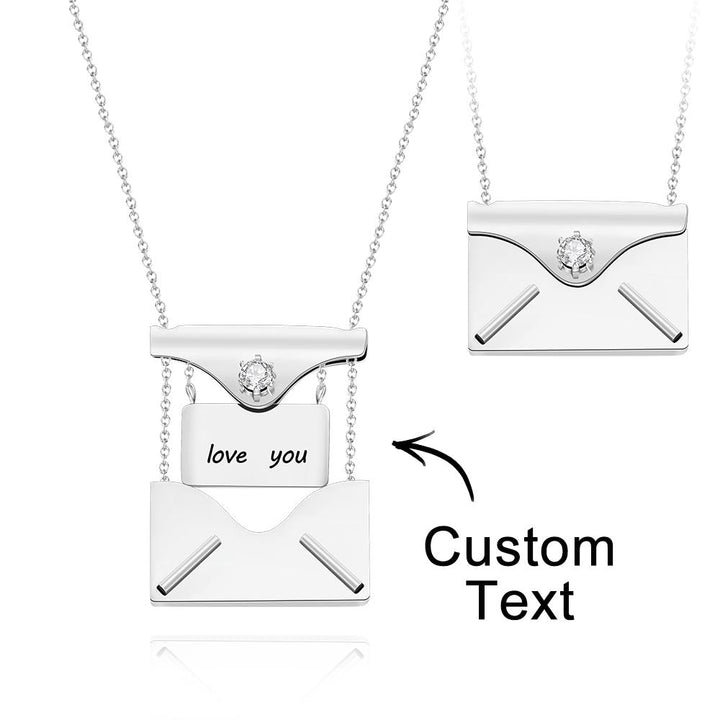 Custom Engraved Necklace Envelope Letter Secret Message Locket Jewelry Pendant