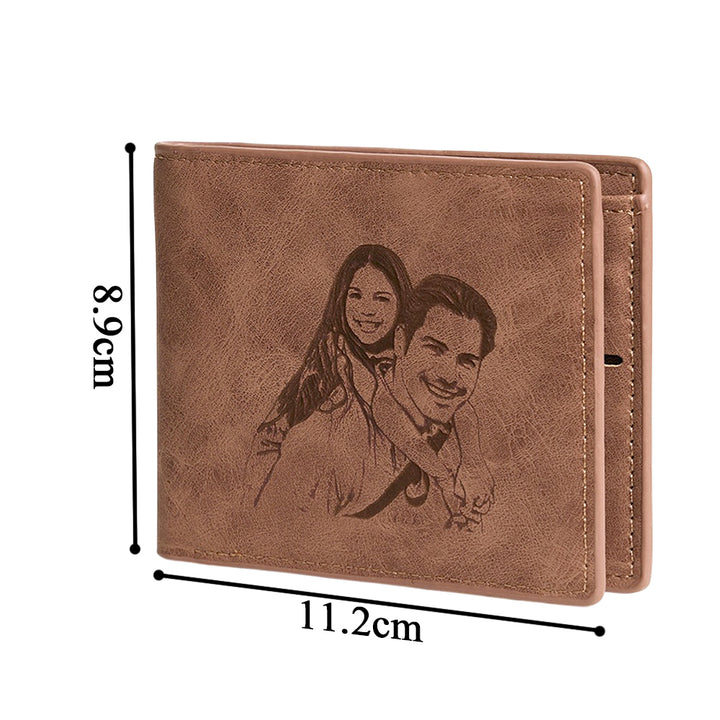 Personalized Photo & Message Wallet – Custom Engraved PU Leather Wallet Birthday Gift Father's Day Gift Christmas Gift