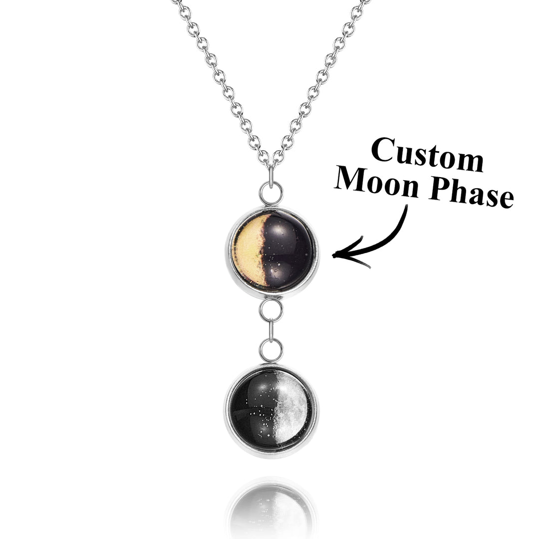 Custom Double Moon Phase Necklace Luminous Necklace Gift for Her