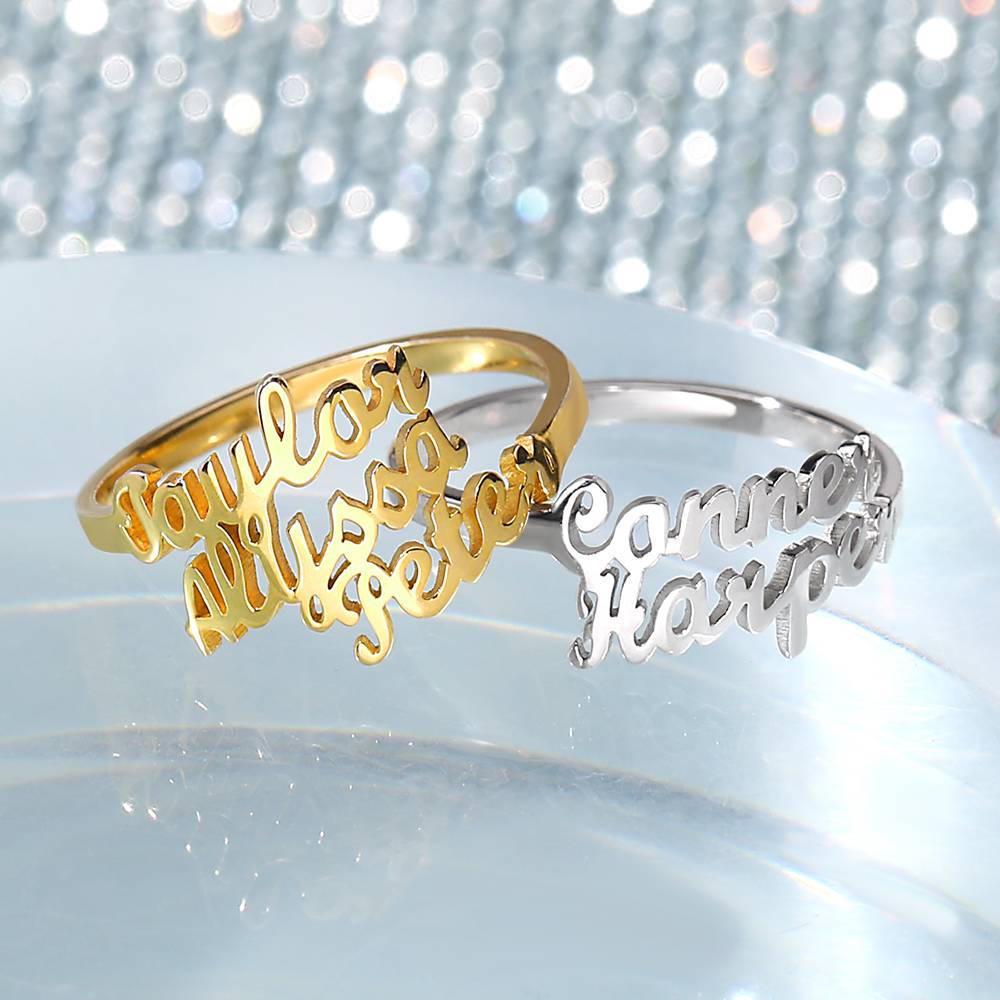 Custom Double Names Ring - 925 Sterling Silver