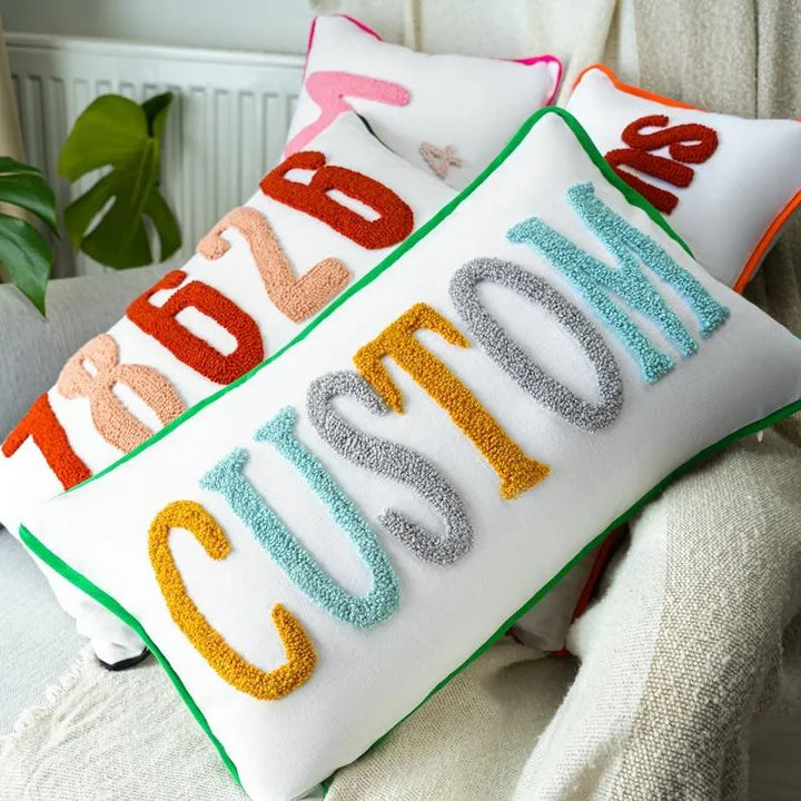 Home Decor Punch Needle Embroidered Custom Pillow Case Gift Dorm Room Decor Kids Room Decor Cover Only (Insert Not Included)