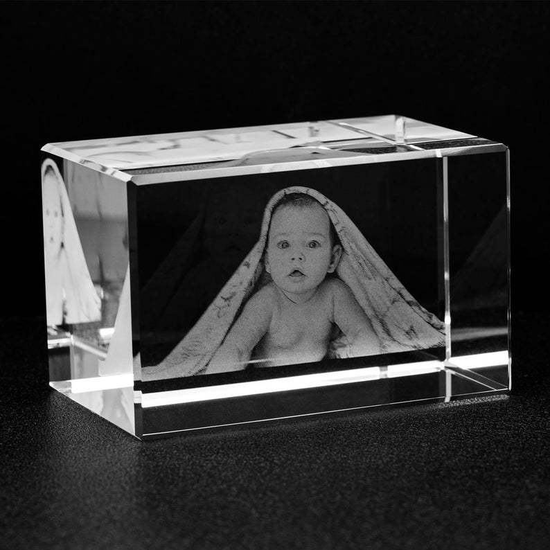 2D 3D Laser Engraved Crystal Cube Custom Photo Block