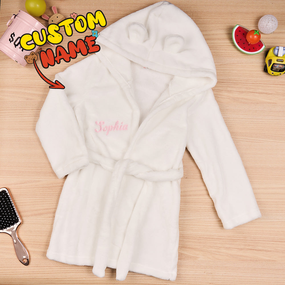 Personalized Baby Sleepwear with Embroidery Name Bear Ears Dressing Gown Gift for Kid