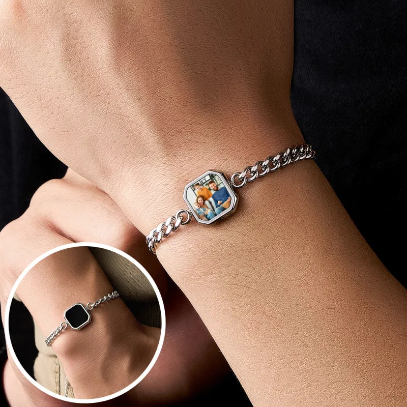 Personalized Temperature-Sensitive Photo Bracelet Magic Photo Men's Bracelet Which Changes Color With Temperature Best Gift For Him