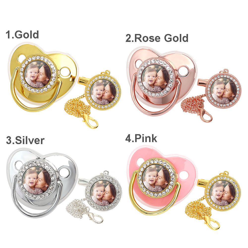 Custom Photo Baby Pacifier & Clip Set – Personalized Newborn Gift