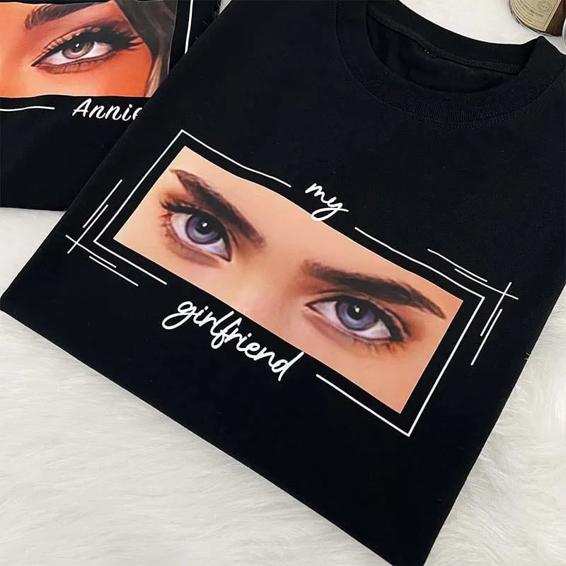 Unique Custom Eyes Tee Loved One's Eyes Shirt Personalized Eyes Artwork Tee Unique Eyes Sketch Art from Photo Gift for Your Love