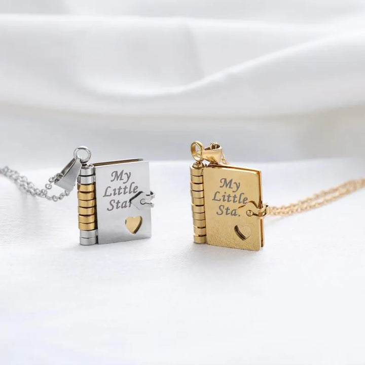 Personalized My Little Star Book Necklace – A Letter to My Daughter in a Locket, Adjustable Pendant with Message Inside, Meaningful Jewelry