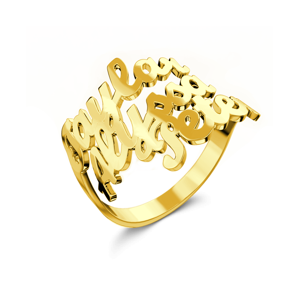 Custom Three Names Ring - 925 Sterling Silver