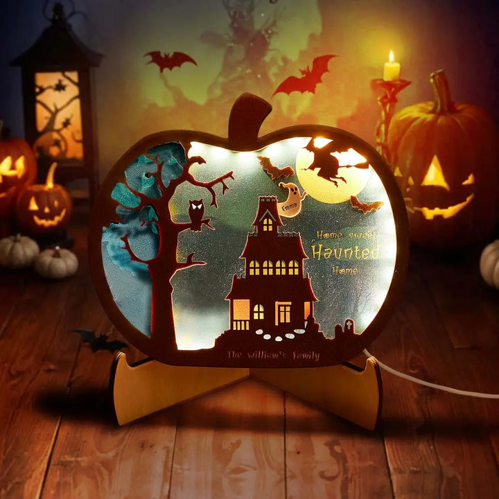 Personalized Halloween Light with Family Name Halloween Decorations Night Light Gifts for Family