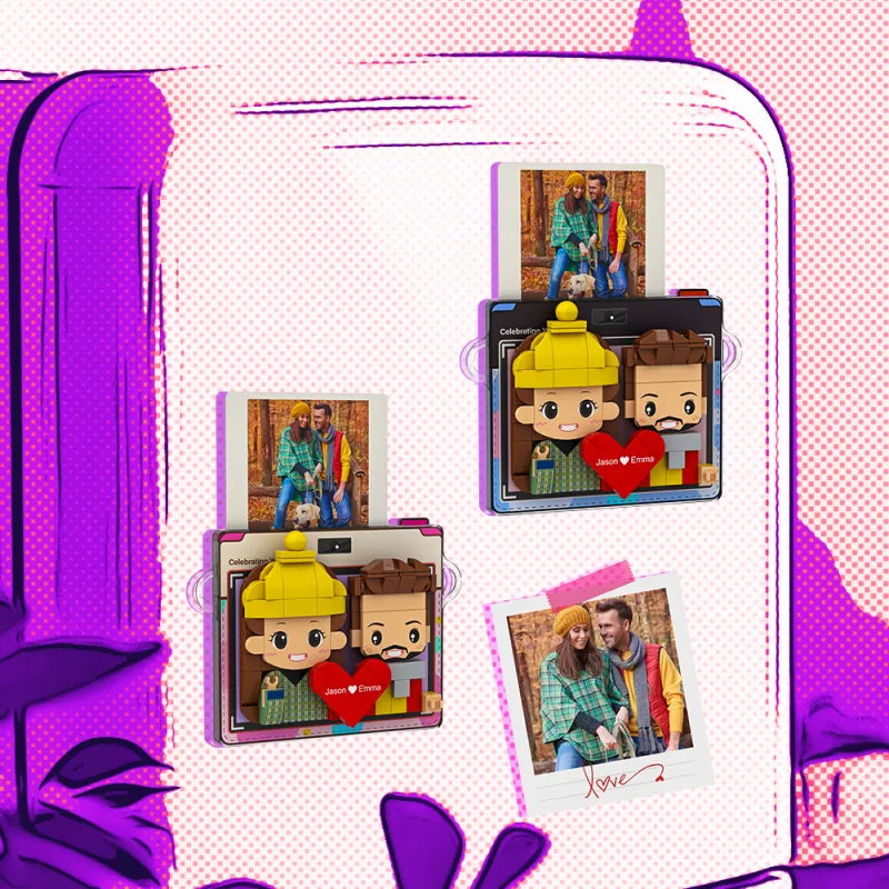 Personalized Brick Figure Fridge Magnets Pink Photo Stickers DIY Gift Fridge Magnets Gifts For Girlfriend Boyfriend Valentines Day