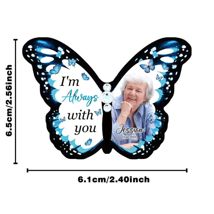 Custom Photo & Name Blue Butterfly Hair Clip – Personalized Memorial & Remembrance Gift