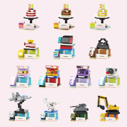 Full-body Custom 1 Person Brick Figures with Photo and Text Birthday Gift for Her