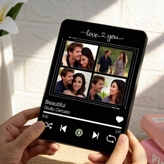 Custom 4-Photo Music Plaque Personalized Music Plaque Can Play Songs Gift for Lover Valentines GIft