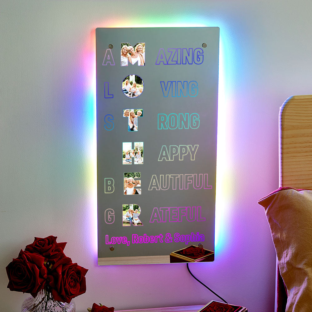 Personalized Photo Mirror Light Amazing Mother's Mirror Lamp Mother's Day Gifts for Mom