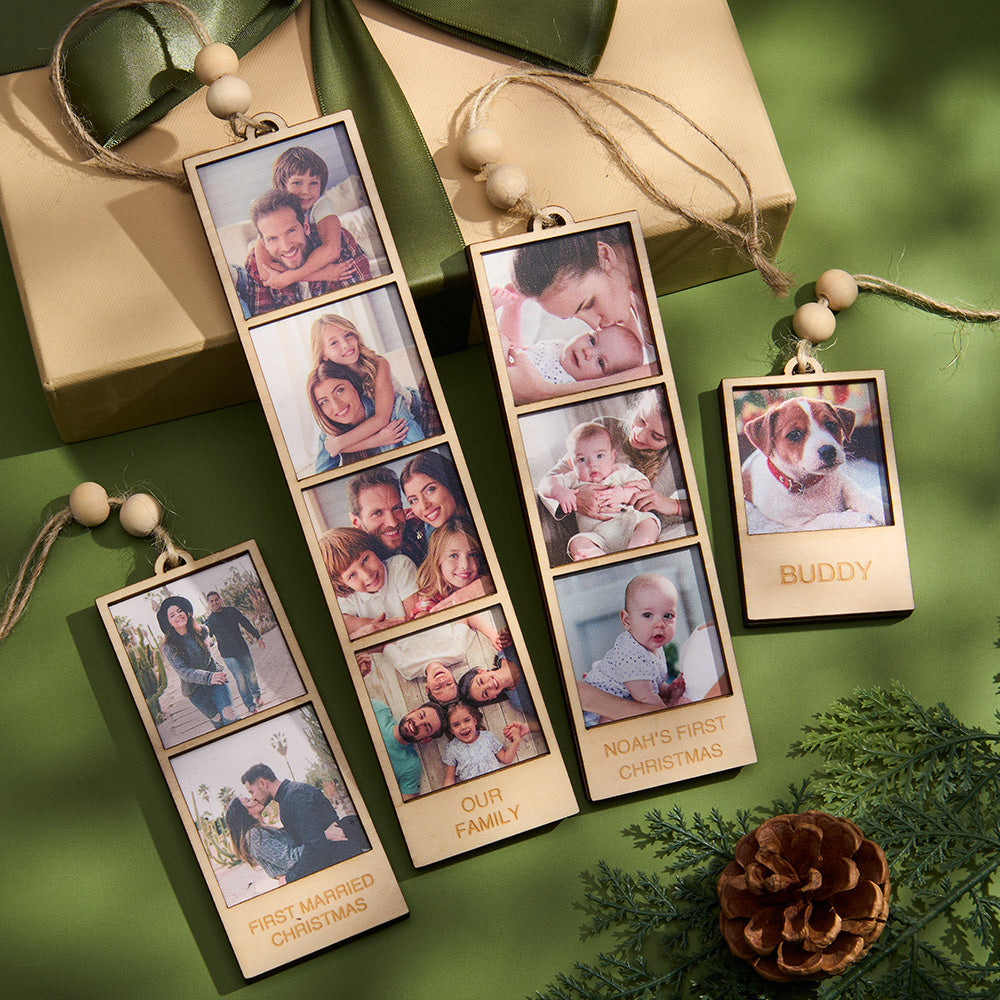 Personalized Photo Christmas Ornament Wooden Frame Ornament for Christmas Gifts