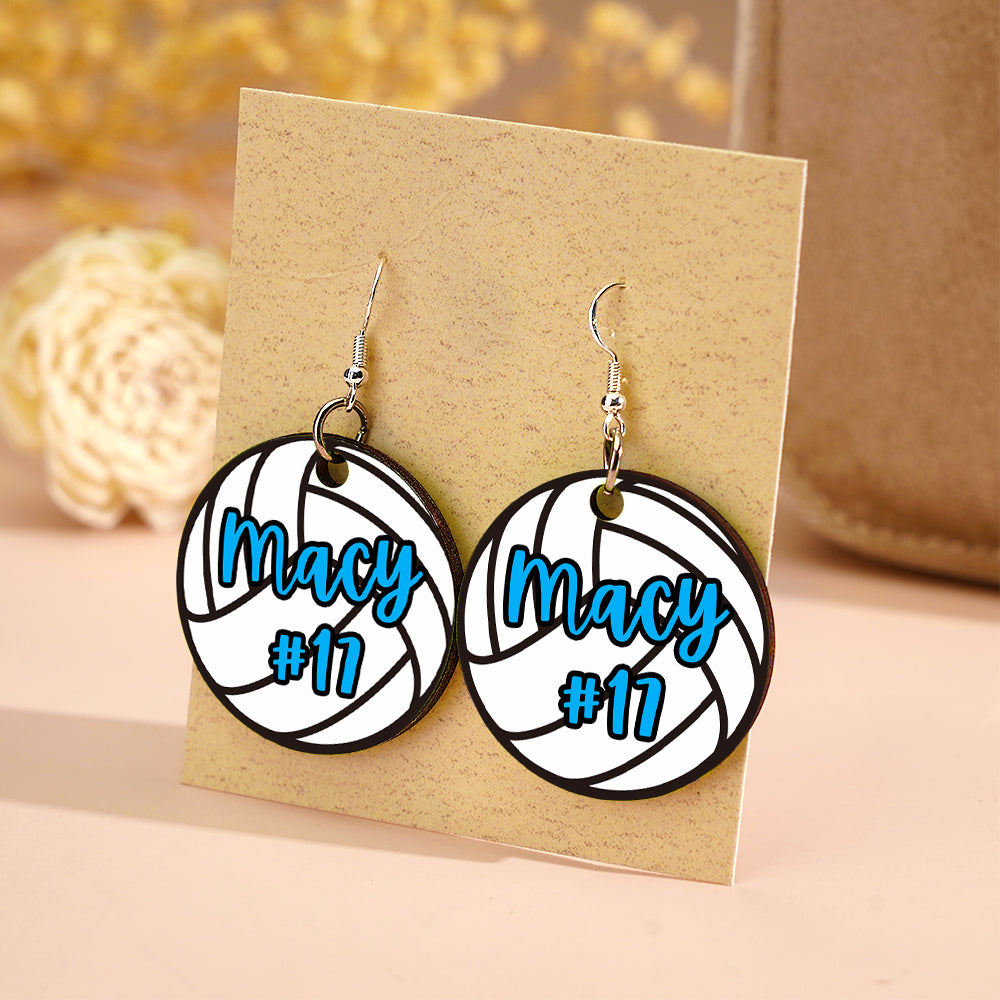 Personalized Volleyball Earrings with Name and Number Earrings Gift for Volleyball Lover