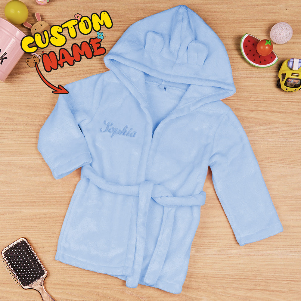 Personalized Baby Sleepwear with Embroidery Name Bear Ears Dressing Gown Gift for Kid