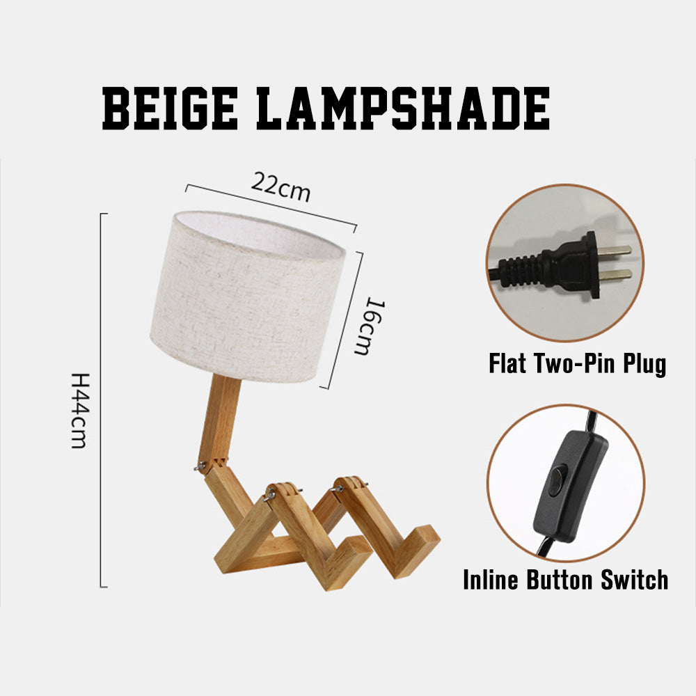 Wooden Robot Table Lamp – Creative Bedside Lamp for Bedroom Artistic Decor Light for Living Room Birthday & Christmas Gift