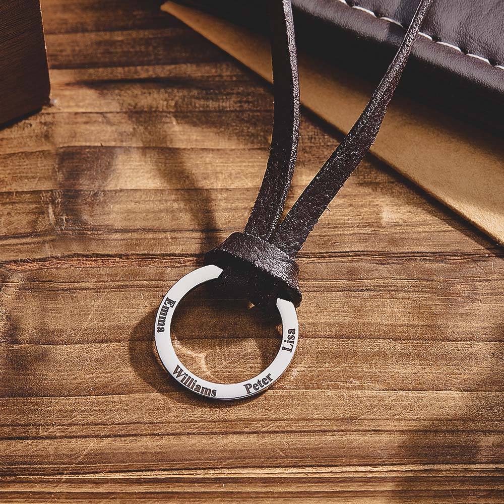 Personalized PU Leather Cord Necklace with Engraved Name Necklace Birthday Anniversary Gift for Man