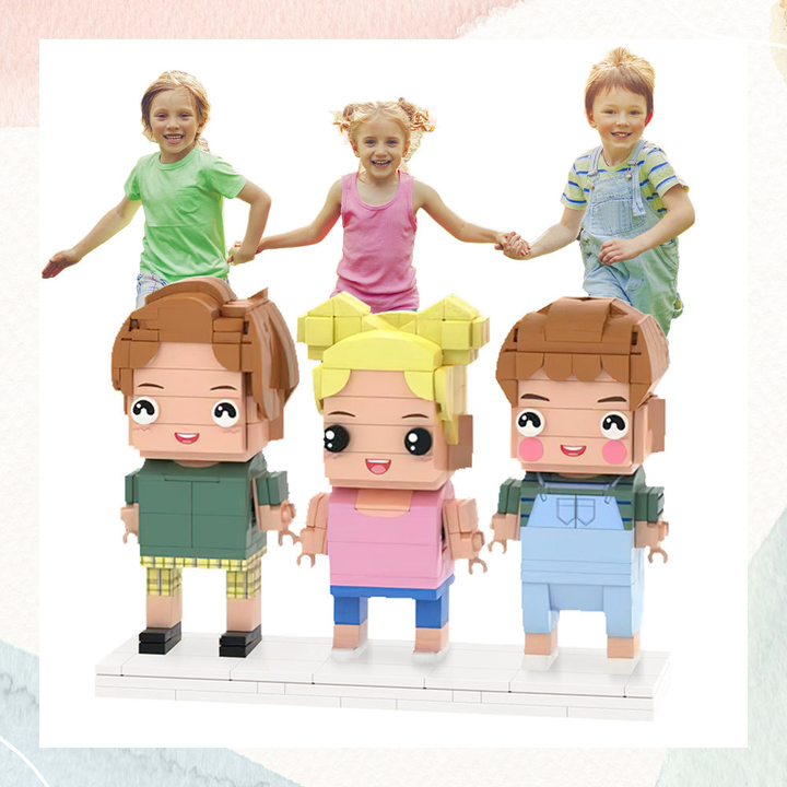 Creative Children's Growth Record Full Body Customizable 3 People Custom Brick Figures Small Particle Block