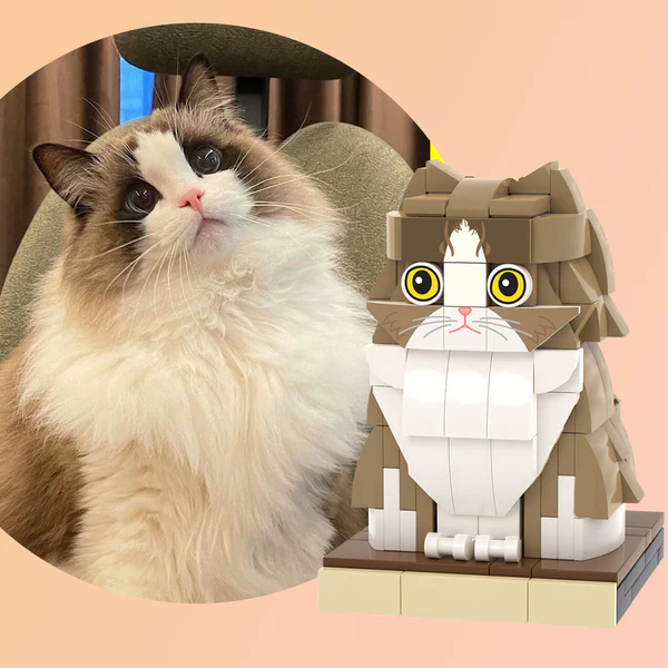 Fully Body Customizable 1 Cat Photo CustomBrick Figures Small Particle Block Brick Me Figures Customized Cat Only