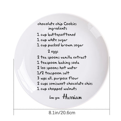 Dropshipping Chocolate Chip Cookies Ingredients Plates Custom Name Round Dinner Plates