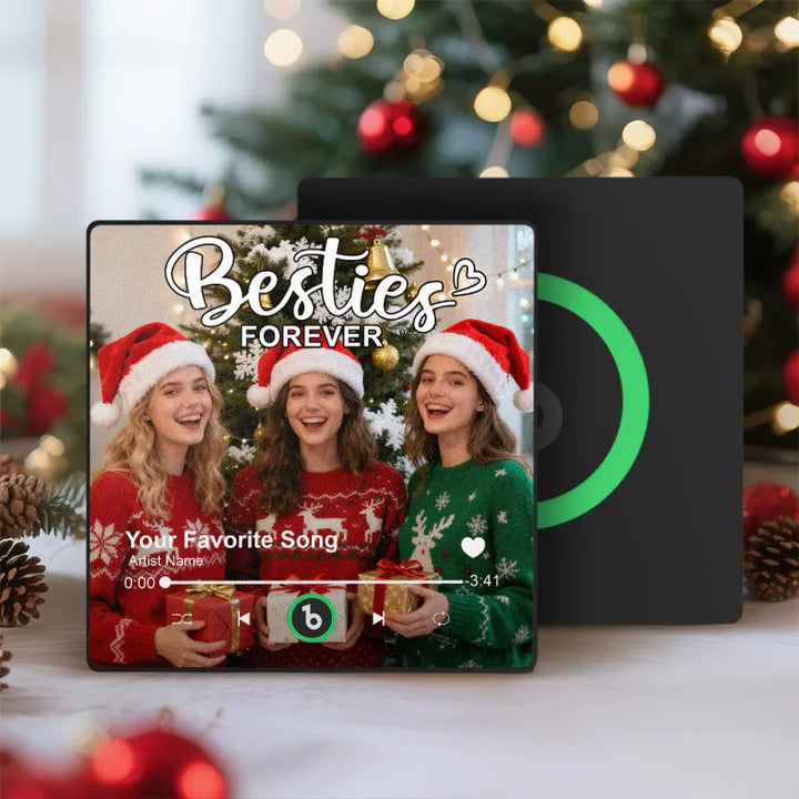 FridgeBeats Framed 4.0 Custom Besties Forever Song Magnet Personalized Music Fridge Magnet Heartfelt Christmas Gift For Best Friends