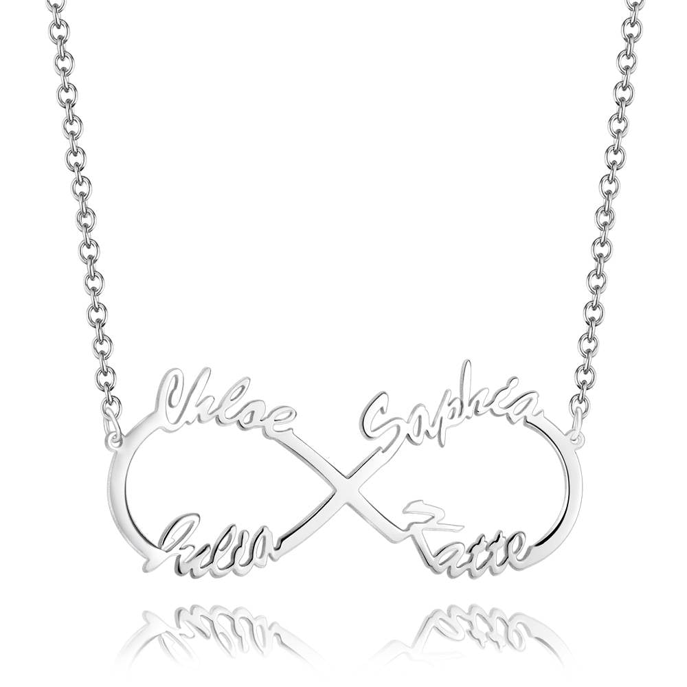 Custom Infinity Name Necklace with Four Names - S925 Silver