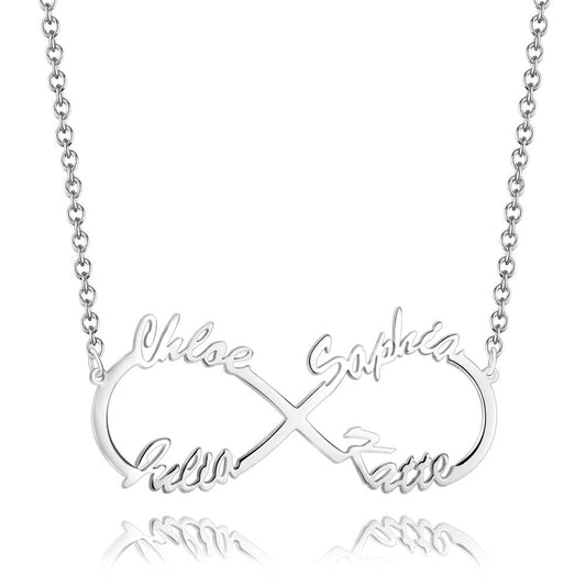 Custom Infinity Name Necklace with Four Names - S925 Silver