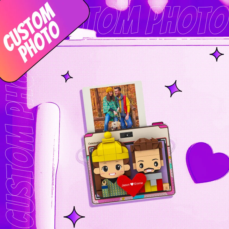 Personalized Brick Figure Fridge Magnets Pink Photo Stickers DIY Gift Fridge Magnets Gifts For Girlfriend Boyfriend Valentines Day